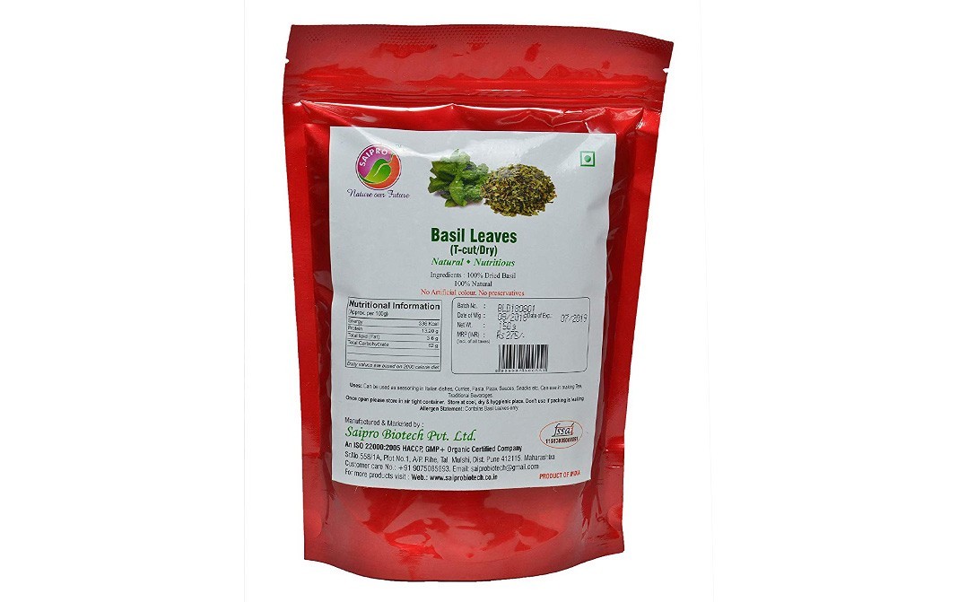 Saipro Basil Leaves (T-Cut/Dry)    Pack  150 grams